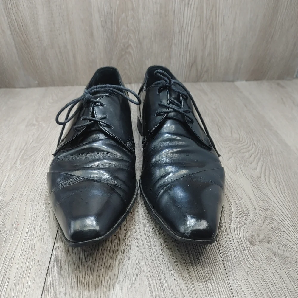 Aldo Oxford Shoes Lace Up Black Wrap Pointed Almond Toe EU 41 US‎ 8 Derby